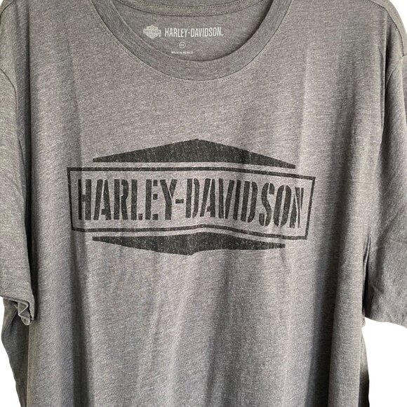 Harley-Davidson Gray Slim Fit Men's 2XL T-Shirt With Logo Print NWT - Picture 2 of 5
